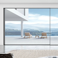 Porte coulissante de balcon en verre trempé stratifié en aluminium insonorisé et imperméable, nouveau design EBON