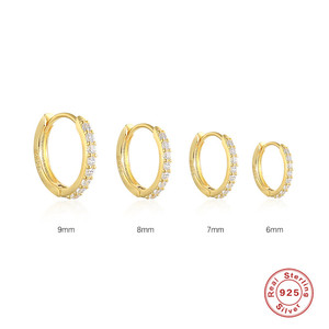 Feine Diamant 925 Sterling Silber Huggie Ohrringe Gold Kleine Creolen für Frauen Jubiläum - Product Image 2