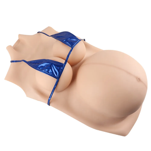 Porter des formes de seins en <span class=keywords><strong>silicone</strong></span> de taille G pour travestissement MTF avec un faux ventre de femme enceinte de 9 mois, gros seins pour costumes de <span class=keywords><strong>buste</strong></span> masculin - Product Image 3