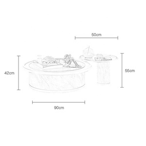 Wholesale European Style Modern Design Artificial Marble Paper With Stainless Steel Frame Coffee Table Set Living Room <strong>Furniture</strong> - Product Image 6