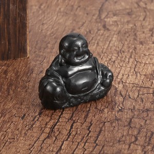 Figura de Buda Maitreya Sonriente Tallada a Mano en Shungita Natural, Amuleto Oriental de la Fortuna, Decoración para el Hogar y Escritorio - Product Image 1