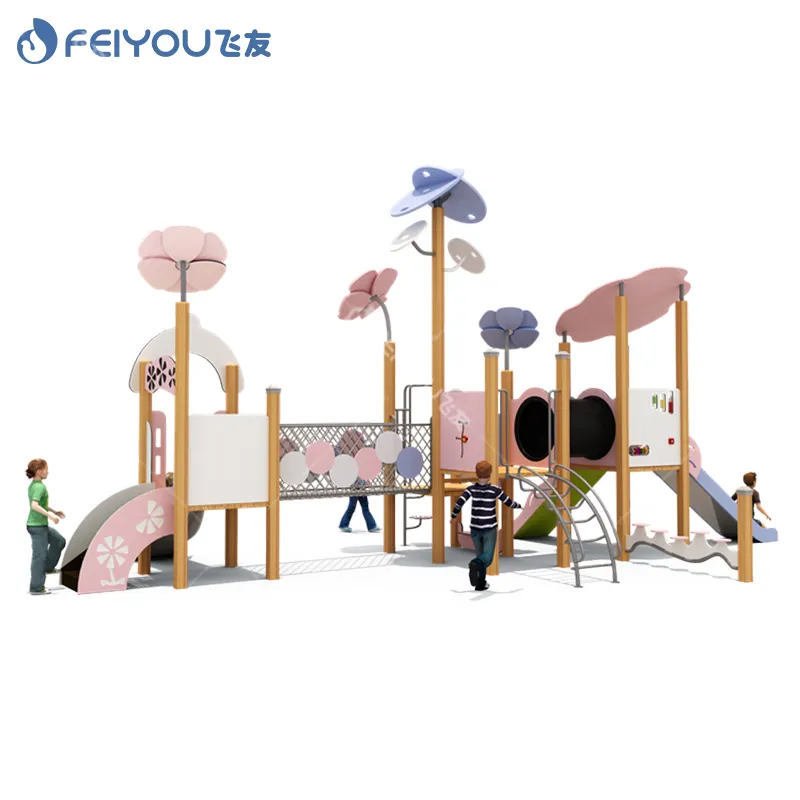 FEIYOU juegos infantiles de parques PE desain menarik untuk tempat bermain luar ruangan mainan geser besar halaman belakang anak