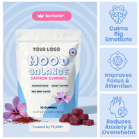 Gummies véganes au safran avec magnésium, L-théanine et vitamine B6 pour la concentration, la mémoire et la réduction du stress