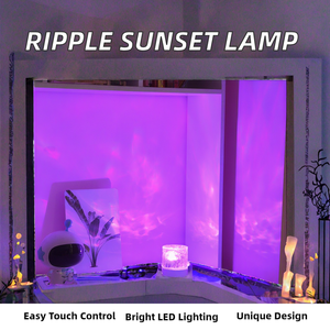 Lampe murale Aura Aurora Light Rippled Cube Sunset, en ABS blanc, petite, rotative, dynamique, 16 LED, effet d'ondulation d'eau, commande tactile, chambre à <span class=keywords><strong>coucher</strong></span> - Product Image 2