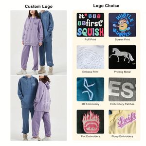 Ensemble de survêtement vintage décontracté gris uni en molleton bouclette pour femme, pull et pantalon de jogging, vente en gros - Product Image 2