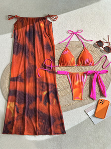 JSN Fashion Nouvelle Collection 2026 Ensemble Bikini Trois Pièces Imprimé Sexy pour <span class=keywords><strong>Femme</strong></span> avec Robe <span class=keywords><strong>de</strong></span> Plage, <span class=keywords><strong>Maillot</strong></span> <span class=keywords><strong>de</strong></span> <span class=keywords><strong>Bain</strong></span> Triangle Dos Nu Halter - Product Image 5