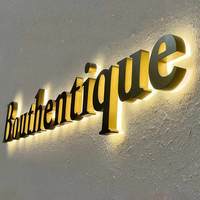 Lettres encastrées LED rétroéclairées en acier inoxydable personnalisées pour intérieur, enseigne lumineuse personnalisée pour centre commercial, hall d'ascenseur, mur