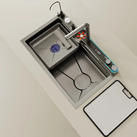 Ensemble de robinet et évier de cuisine gris anthracite moderne avec robinet extractible en acier inoxydable, marque Weihao, garantie de 3 ans