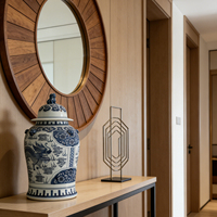 Pot à gingembre chinois de style antique bleu et blanc avec motif de dragon peint à la main, motif floral décoratif pour la maison, cadeau pour un ami