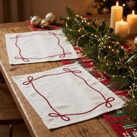 Ensemble de sets de table et de serviettes de table personnalisables en coton et lin brodés avec un nœud papillon carré (40x40cm et 35x50cm) Fabriqué en Chine Modèle GT2775