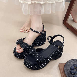 Sandales compensées à talon épais pour femme, style français, confortables, nouvelle collection été 2025, modèle 26 - Product Image 1