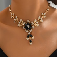 Parure de Bijoux de Mariée Tendance en Alliage avec Cristaux Incrustés, Strass, Fleurs, Glands, Boucles d'Oreilles et Collier pour Femme