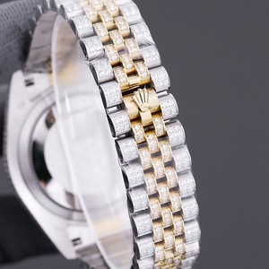 Luxurious handcrafted men's automatic <b>mechanical</b> <b>watch</b> with full diamonds, 41mm automatic movement, custom logo - Product Image 4