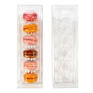 Macaron Tray Custom Transparent PET 6 12 Macaron Box With Blister Tray Plastic Food Packaging Box Clear Macaron Boxes