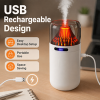 Diffuseur d'arômes flamme nouvelle génération transfrontalier, humidificateur de bureau rechargeable par USB, brumisation à 3 vitesses, silencieux 36 dB, hydratation maison/bureau