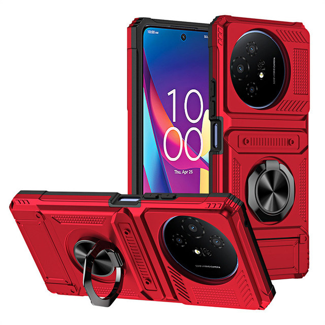 Card Slot Armor Phone Case for TCL 50 XL 5G 6.78" Magnetic Ring Stand Back Cover
