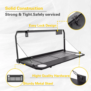 Table de hayon en acier noir pour Jeep Wrangler JL 2018-2023 Table de hayon étagère de cargaison pliable - Product Image 5