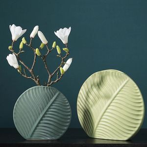 Jarrón de Cerámica con Forma de Hoja, Porta Ramos de Flores Artificiales, Decoración Moderna para el Hogar, Decoración de Mesa de Boda, Maceta de Cerámica - Product Image 4