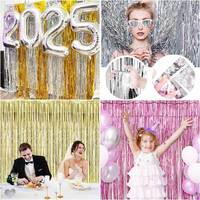 Rideaux de fond en feuille d'aluminium colorée à franges pour la décoration de fêtes d'anniversaire, de fiançailles, de baby shower et de fêtes de fin d'année
