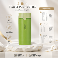 Ensemble de flacons de voyage portables 4-en-1 approuvé par la TSA, organiseur de toilette rechargeable avec échelle visuelle pour les voyages d'affaires