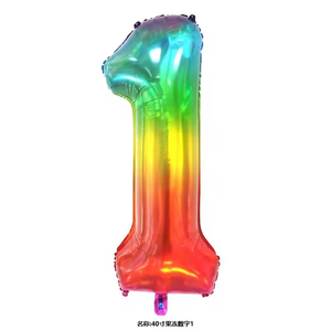 Hot bán 40 inch Jelly cầu vồng Gradient 0-9 Số lá nhôm kỹ thuật số bóng cho Đảng trang trí - Product Image 3