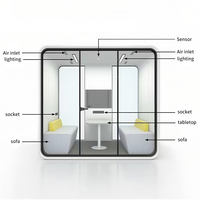 Cabine de réunion silencieuse en verre creux avec cadre en aluminium pour bureau, salle de formation et immeuble de bureaux
