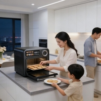 Four à vapeur et friteuse multifonctionnel haut de gamme 18L, 1600W, cuve en acier inoxydable 304, commande tactile, grande capacité, pour cuisine domestique de bureau