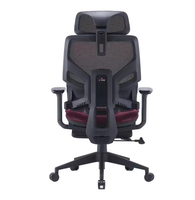 Chaise de bureau de direction réglable entièrement en maille, pivotante, moderne, ergonomique, avec support lombaire, repose-pieds durable et base à cinq étoiles en tissu