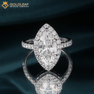 Anillo de Compromiso Goldleafgem Personalizado Clásico con Diamante Cultivado en Laboratorio de Corte Marquise de 1CT, 2CT, 3CT, 10k, 14k, 18k, Certificado IGI para Boda - Product Image 3