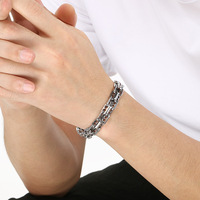 Bracelet de mariage punk en acier inoxydable à double rangée VEROMCA avec fermoir magnétique creux