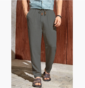New Men's Cotton and <strong>Linen</strong> <strong>Pants</strong> Breathable Light Casual <strong>Pants</strong> Comfortable Straight <strong>Drawstring</strong> <strong>Pants</strong> Manufacturer Wholesale - Product Image 5