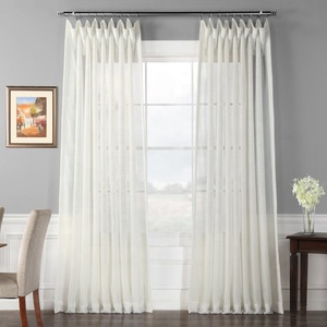 Commercio all'ingrosso della fabbrica invernale bianco tessuto di lino aspetto puro su misura <span class=keywords><strong>tende</strong></span> pizzicare la piega tecnica tessuta per il soggiorno - Product Image 5