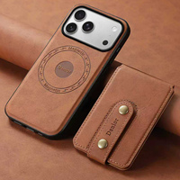 Étui de téléphone magnétique en similicuir avec support de chargement sans fil et fente pour cartes pour iPhone 18 Pro Max, compatible également avec les modèles 17, 16 Plus, 15, 14, 13, 12