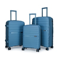 Ensemble de trois valises rigides à roulettes en polyester effet daim, bagage cabine, voyage de loisirs, serrure à combinaison