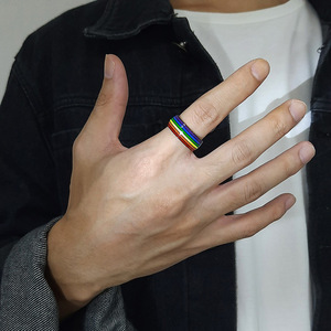 Anillo de Acero Inoxidable con Arcoíris del Orgullo, Hipoalergénico, Joyería Unisex, Anillo de Acero Inoxidable con Arcoíris del Orgullo, Venta al Por Mayor - Product Image 6