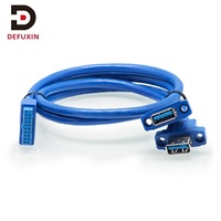 Cable DFX USB 3.0 de 20 Pines a Doble A Hembra de 50CM, Cable Interno de Montaje en Panel Azul con Tornillos para Placa Base, Caja de PC, Chasis