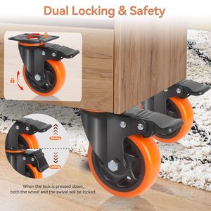 Rueda giratoria de PVC/PU naranja de servicio medio de 4 pulgadas para estantes de taller de carrito Freno de <span class=keywords><strong>polipropileno</strong></span> de acero/giratorio OEM personalizable - Product Image 3