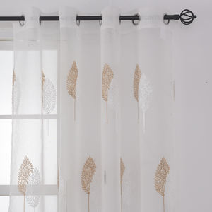 Rideaux de fenêtre à broderie blanche populaires Rideau transparent en tulle à oeillet translucide pour le salon - Product Image 5