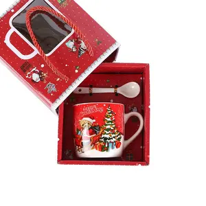 Оптовая продажа маленькая милая керамическая чашка Рождественская чашка набор керамических чашек с ручкой