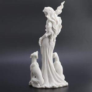 Escultura de Resina de la Diosa Griega de la Magia <span class=keywords><strong>Hécate</strong></span> con sus Perros, Diseño Veronese, 13 3/8 Pulgadas, con Acabado Blanco Mármol - Product Image 5