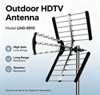 Antenne Yagi HDTV extérieure à gain élevé UHD-8910 HD, UHF VHF, longue portée, directionnelle, numérique, résistante aux intempéries, montage sur poteau de toit