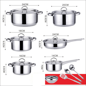 ชุดเครื่องครัวสเตนเลสสตีลสีเงิน 16 ชิ้น ยี่ห้อ Geling Chinese Factory พร้อมฝาปิด สำหรับเตาแม่เหล็กไฟฟ้า ขายส่ง - Product Image 5