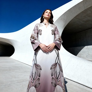 Vente en gros Nouvelle robe Abaya de fête en polyester imprimé de haute qualité, élégante et luxueuse, personnalisée pour les femmes musulmanes - Product Image 2