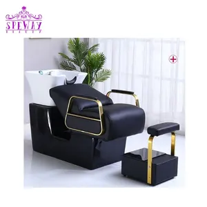 Speway Salon Shampoo Schüssel und Stuhl Friseursalon Möbel Friseur Shampoo Stuhl und Schüssel schwarz und gold