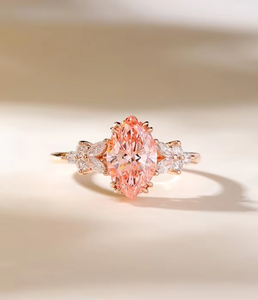 Rose Gold Marquise Cut Fancy <b>Pink</b> Diamond Engagement Ring Women's Romantic Style Natural Diamond Jewelry - Product Image 6