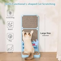 Griffoir mural en forme de L pour chat avec boule à gratter, design Oie et Mouton, griffoir vertical d'intérieur pour chat