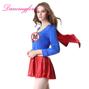 Disfraz de <span class=keywords><strong>Supergirl</strong></span> Tallas S-XXL, Vestido Corto con Capa de Manga Larga, Traje para Actuaciones en Escenario, Disfraz de Halloween para Juego de Roles - Product Image 1