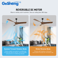 Ventilateur de plafond moderne sans lumière avec télécommande, certification CB CE ETL, 52 pouces, 3 pales, ABS, imitation bois, DC