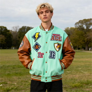 Veste de baseball <span class=keywords><strong>en</strong></span> <span class=keywords><strong>cuir</strong></span> et laine personnalisée, vêtements <span class=keywords><strong>pour</strong></span> hommes, streetwear <span class=keywords><strong>pour</strong></span> hommes, broderies de serviettes, vestes de baseball <span class=keywords><strong>pour</strong></span> hommes - Product Image 1