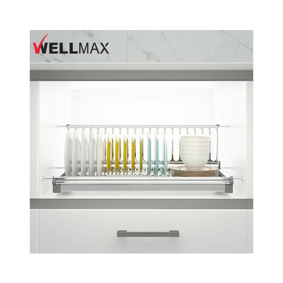 Wellmax ที่วางจานในอ่างล้างจานอุปกรณ์ในห้องครัวที่วางจานกันสนิมพร้อมแผงระบายน้ำ